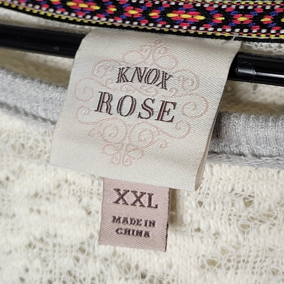 Knox Rose Mixed Media Ribbed Knit/Lace/Waffle Knit Long Sleeve Boho Top PLUS XXL - Picture 8 of 10